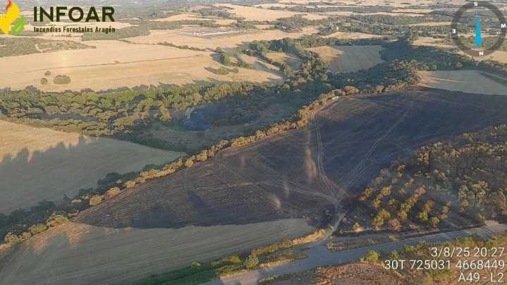 Controlado el incendio en Siétamo que ha calcinado unas 10 hectáreas agrícolas y forestales