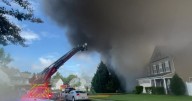 Massive fire burning outside Hampton neighborhood