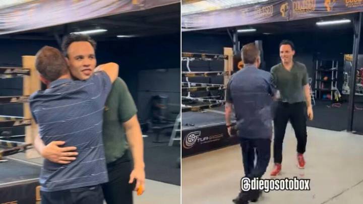 Julio César Chávez abraza a su hijo Junior tras salir en libertad condicional