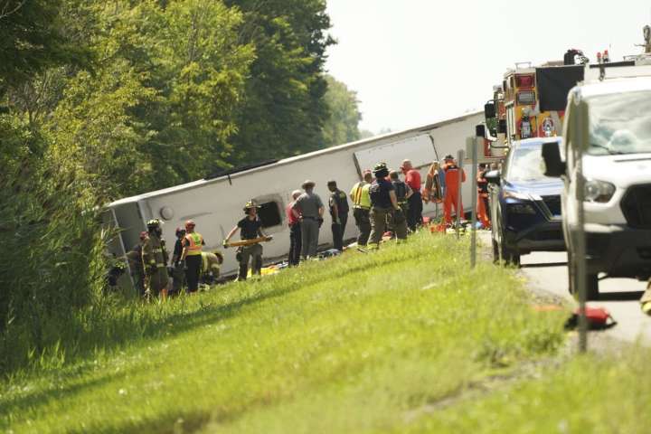 New York tour bus crash on interstate highway leaves multiple people dead and others injured