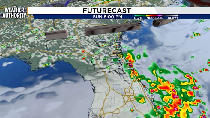 LIVE RADAR: Sunday afternoon storms heading toward Saint Johns, Clay