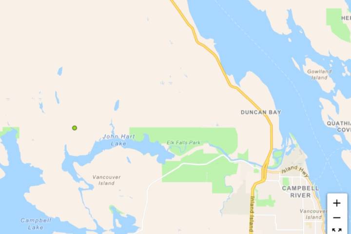 Small wildfire northwest of Campbell River under control