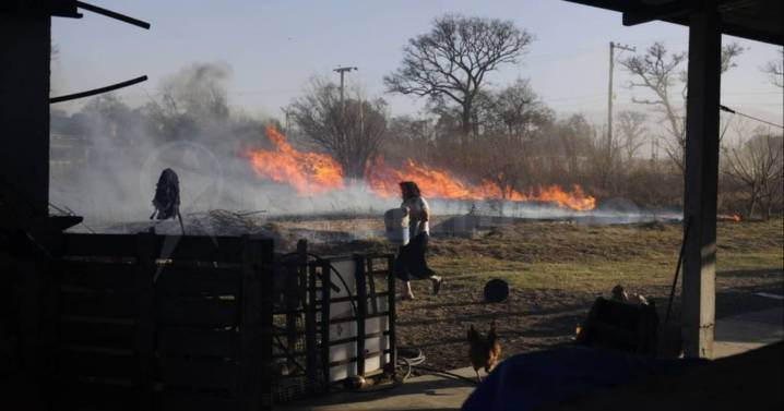 El viento Zonda en Salta complicó a vecinos cerca del aeropuerto: una mujer lucha contra el fuego