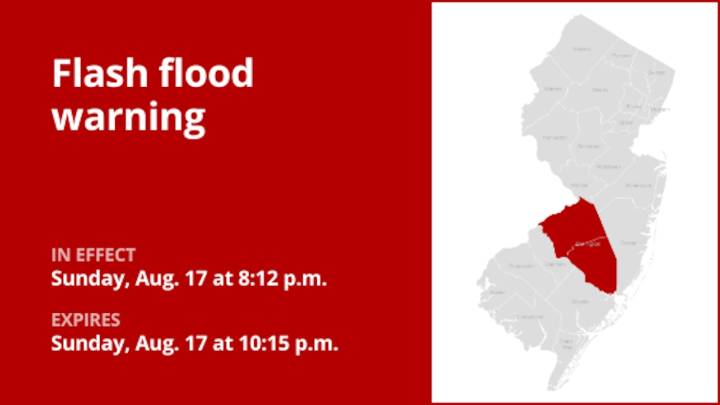 Flash flood warning for Burlington County Sunday night caused by thunderstorms