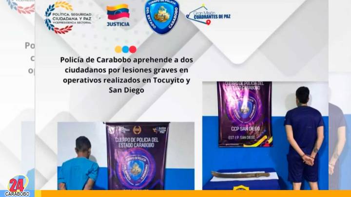 Policía de Carabobo aprehende a dos ciudadanos por lesiones graves