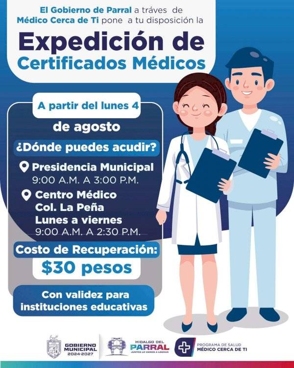 Facilita Parral expedición de certificados médicos escolares