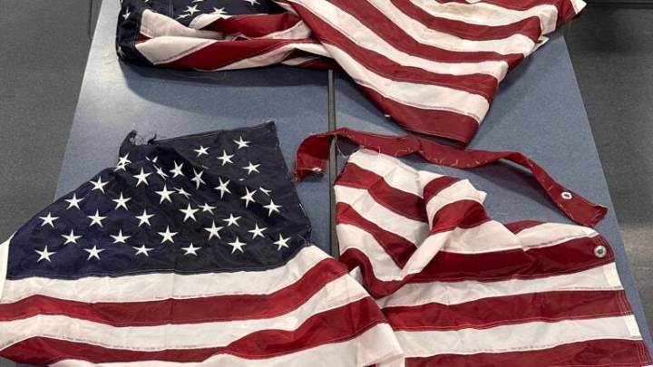 Flags honoring Purple Heart recipient torn down repeatedly on Cape Cod, police say