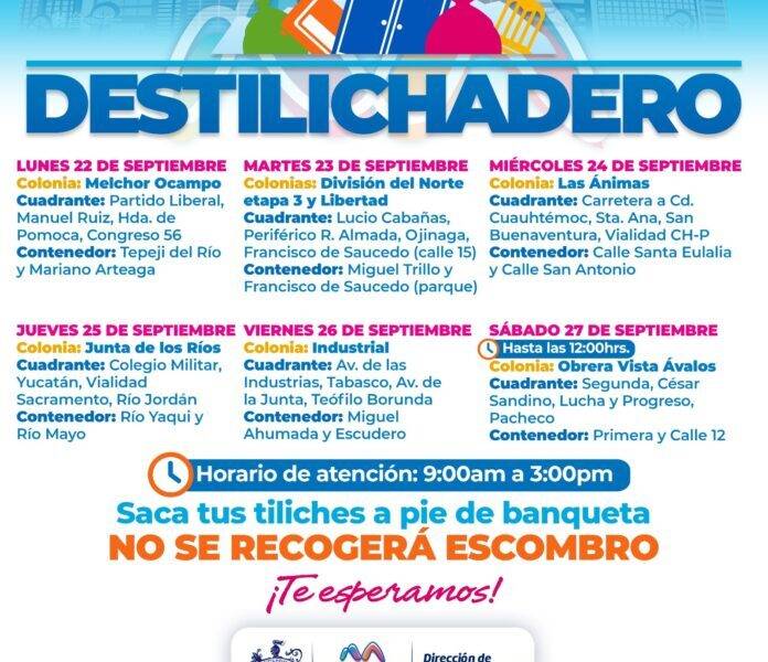 Calendario del Destilichadero: así se organizará la recolección en siete colonias de Chihuahua