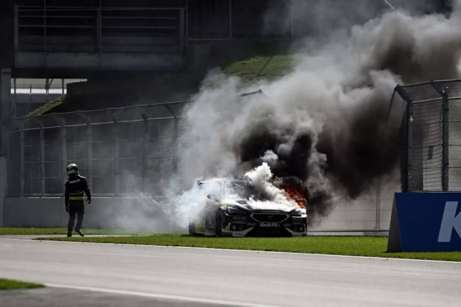 Lewis Hamilton’s brother reacts after escaping fiery wreck at Silverstone