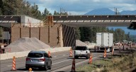 Traffic shifts back to I-17 northbound lanes at wildlife overpass south of Flagstaff
