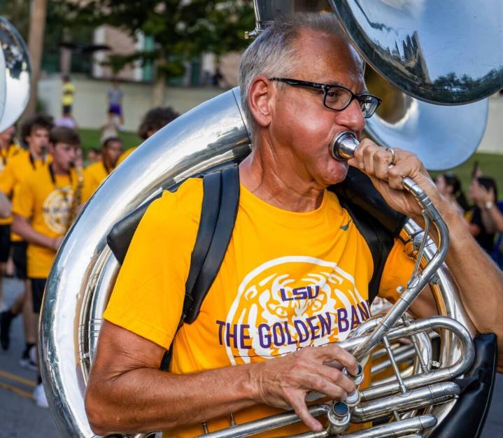 Retired accountant is hitting a high note: He’s joined Louisiana State University’s marching band