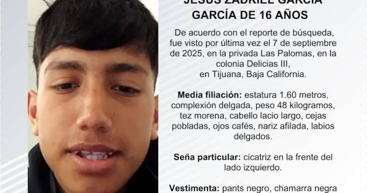 Se busca a Jesús Zadkiel García García de 16 años