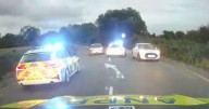 Moment driver in 'Britain's slowest police chase' tries to flee at 5mph