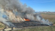 Bomberos y tres helicópteros trabajan en la extinción de un incendio en Torre del Rame, Cartagena