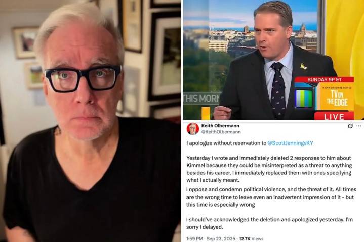 Unhinged Keith Olbermann admits he was 'especially wrong' over deleted threats to conservative CNN pundit Scott Jennings