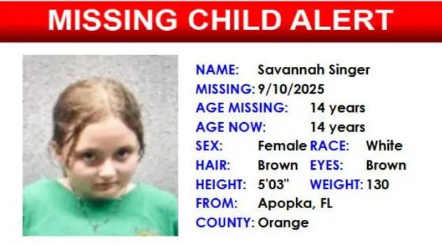 Florida Missing Child Alert Canceled For Apopka Teen, Located Safe