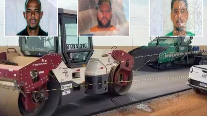 Horror as out-of-control steamroller crushes three construction workers to death while paving motorway in Brazil