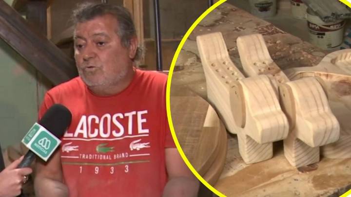 ¡Pura superación! Hombre sin manos de Cerro Navia realiza bellos diseños en madera
