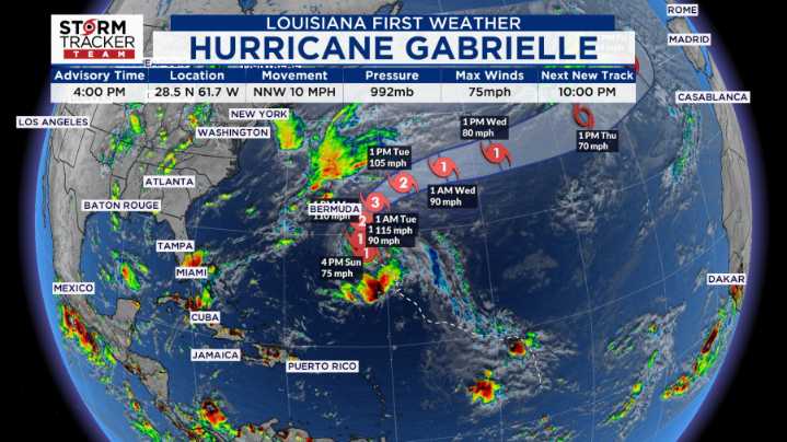 Gabrielle, the second hurricane of the season, forms