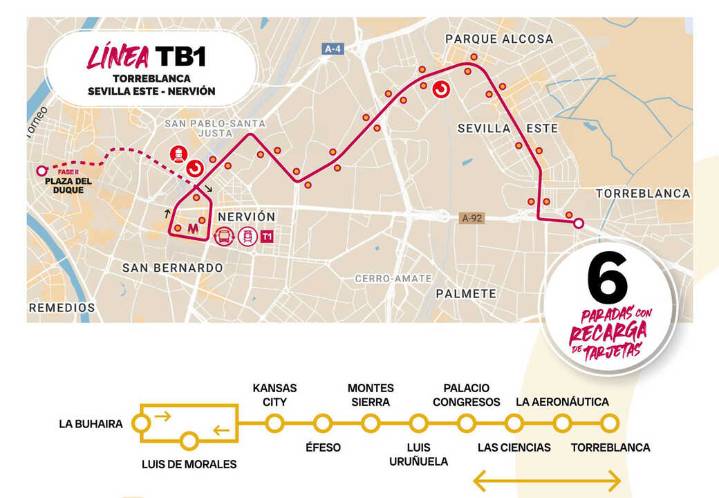Lunes de estreno del tranvibús entre Sevilla Este y Nervión