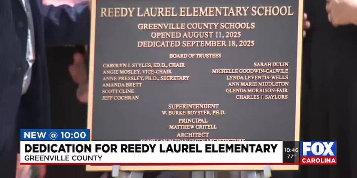 Dedication for Reedy Laurel Elementary in Greenville Co.