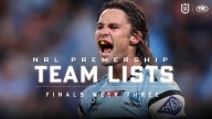 NRL 2025: Preliminary Finals Team Lists, finals week three, ins and outs, team selections, Sharks, Storm, Panthers, Broncos, Ezra Mam, Adam Reynolds, news, videos