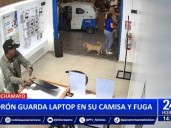 Chanchamayo: Ladrón roba laptop de tienda de celulares escondiéndola en su camisa
