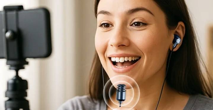 These earbuds include a tiny wired microphone you can hold