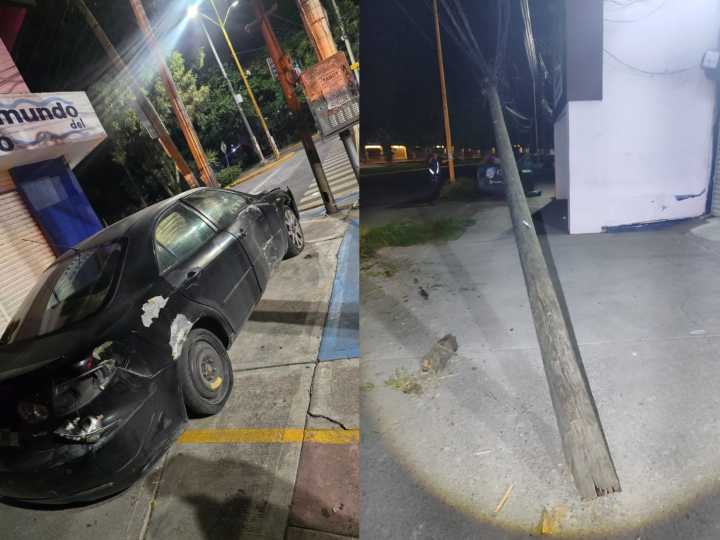 Veloz conductora termina impactada contra un poste