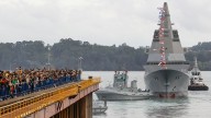 La Reina Sofía amadrina la botadura de la F-111 Bonifaz: "Honor y compañerismo"