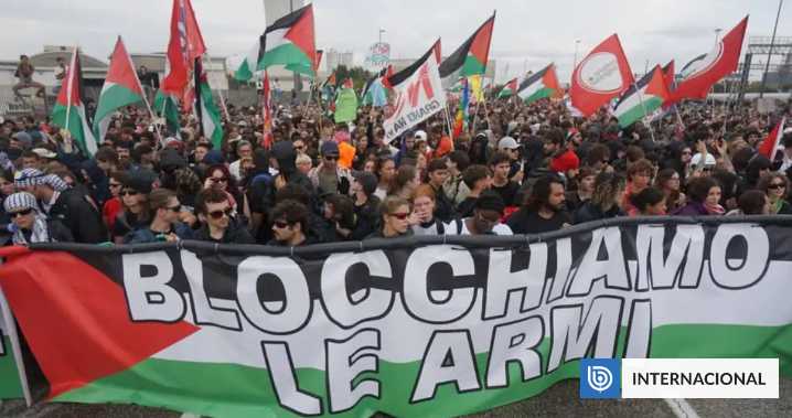 Miles de personas protestan en Italia por genocidio en Gaza y piden sanciones contra Israel