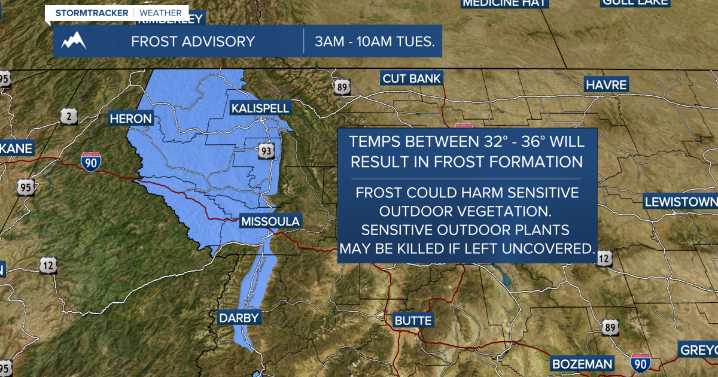 Weather Forecast: First frost likely Tuesday morning
