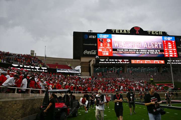 Oregon State vs. Texas Tech football game in weather delay