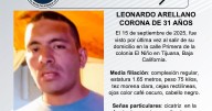Se busca a Leonardo Arellano Corona de 31 años