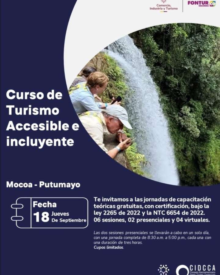 Gobernación del Putumayo abre en Mocoa convocatoria para Curso de Turismo Accesible e Incluyente