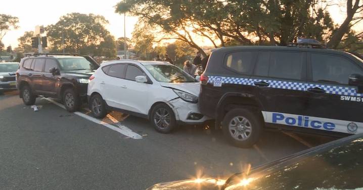 Cops sandwich car in dramatic pursuit, three arrested