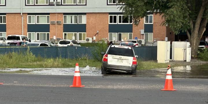 Stretch of North Academy closed after crash impacts fire hydrant