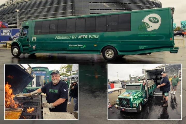 Inside Jets superfan's insane tailgate with 'electrical hydraulic' truck
