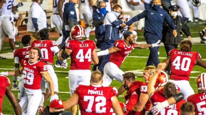 How many wins does Indiana football have over top