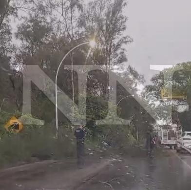 MOTOCICLISTA LESIONADO AL SER GOLPEADO POR UNA RAMA CAÍDA