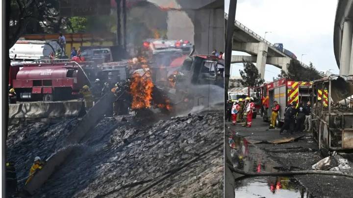Se conocen videos del momento exacto en que camión de gas explotó en puente vehicular en Ciudad de México: reportan al menos tres muertos
