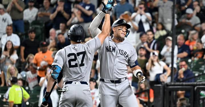 Aaron Judge, Giancarlo Stanton continue pushes for history in Yankee win over Orioles