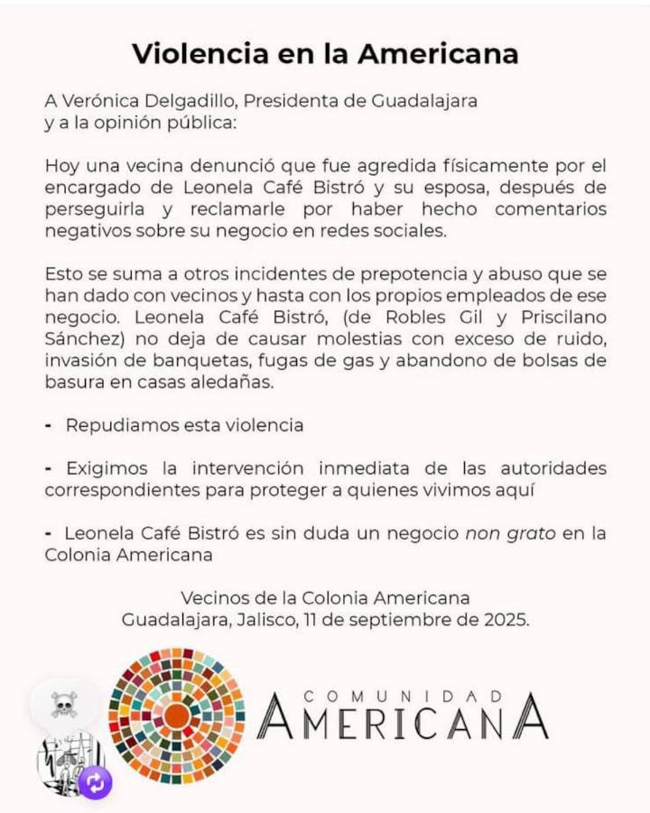 Colonos de la Americana declaran “non grato” a café, por agredir a vecina e invadir espacio público