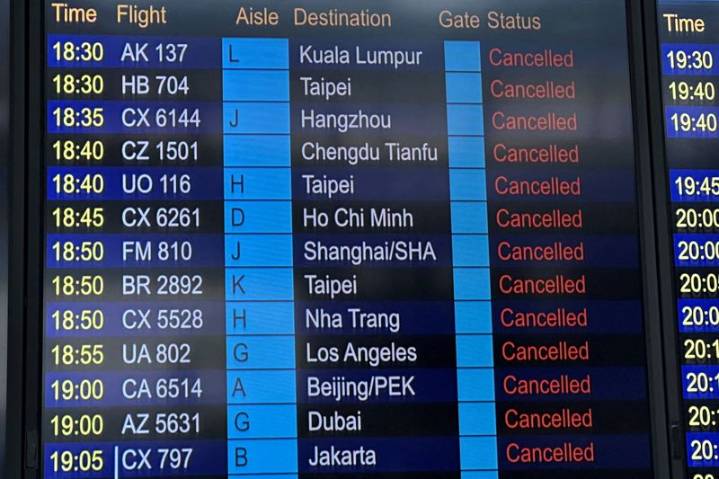 Hong Kong's airlines evacuate planes as they wait out Typhoon Ragasa