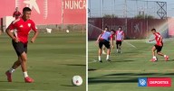 Alexis Sánchez lo pasa bien en Sevilla: golazo y chilenismo del ’Maravilla’ durante los entrenamientos