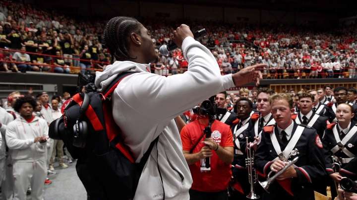 Watch the Buckeyes’ Skull Session ahead of their game against the Ohio Univeristy Bobcats
