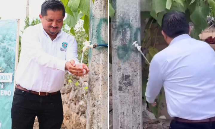Se burlan del alcalde de Valladolid por inaugurar “llavecita” de agua VÍDEO
