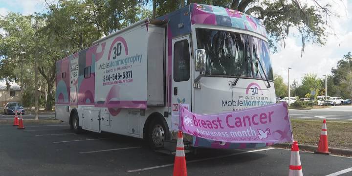 3-D Mobile Mammography bus stops at Gainesville Police Department for preventative breast cancer screening