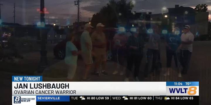 Ovarian cancer survivors walk across Henley Street bridge to raise awareness
