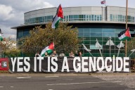 Pro Palestine demo outside defence systems company